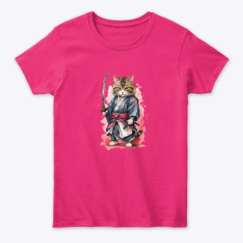 Japanese Samurai cat holding a katana