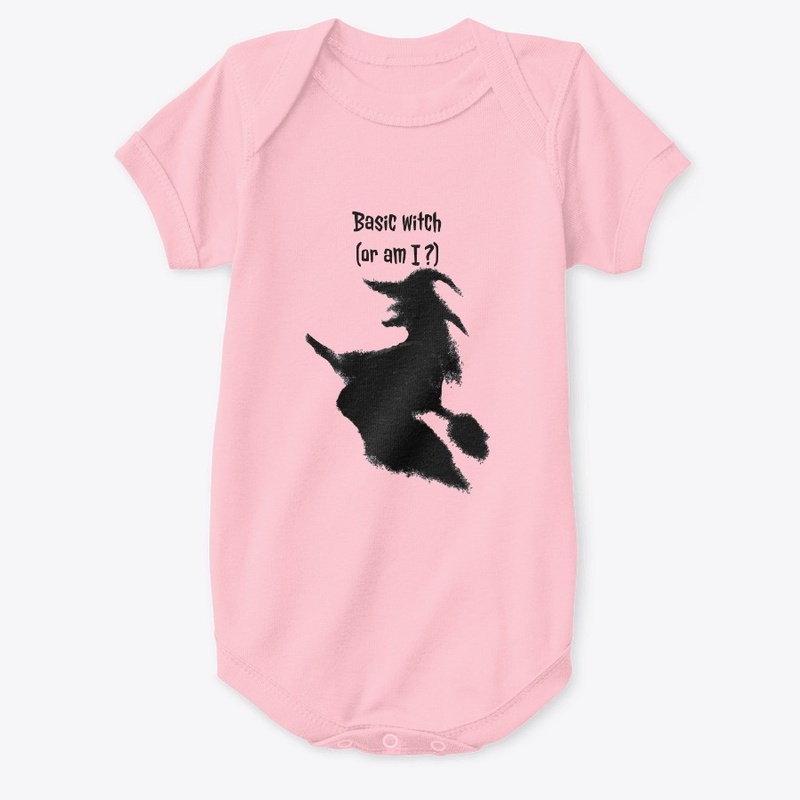 Funny basic witch on a broomstick