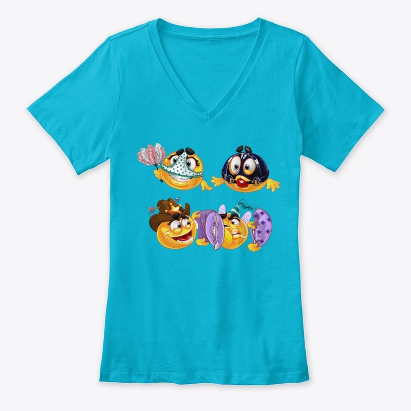 T-Shirt with Cute Emoticons Corona Virus