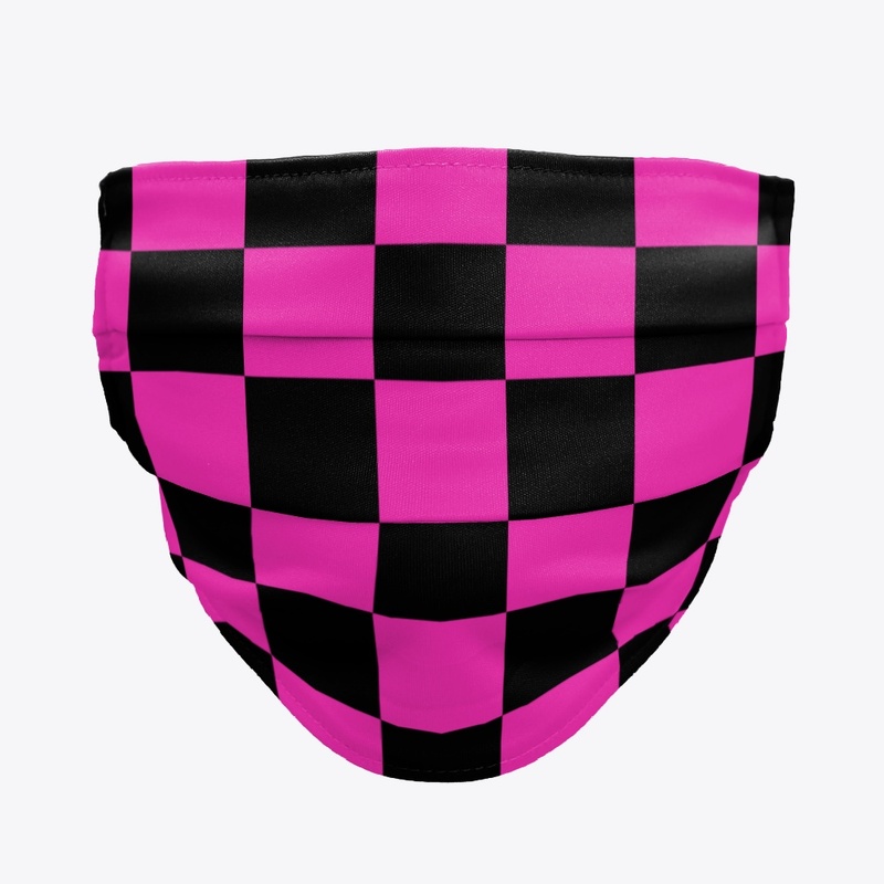 Face Mask - Black-Pink Chess Motif