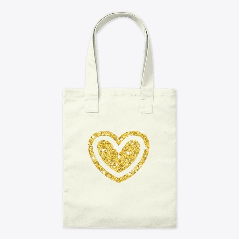 Gold Glitter Heart in Heart 