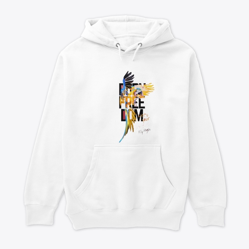 Freedom Typography on Macaw Parrot