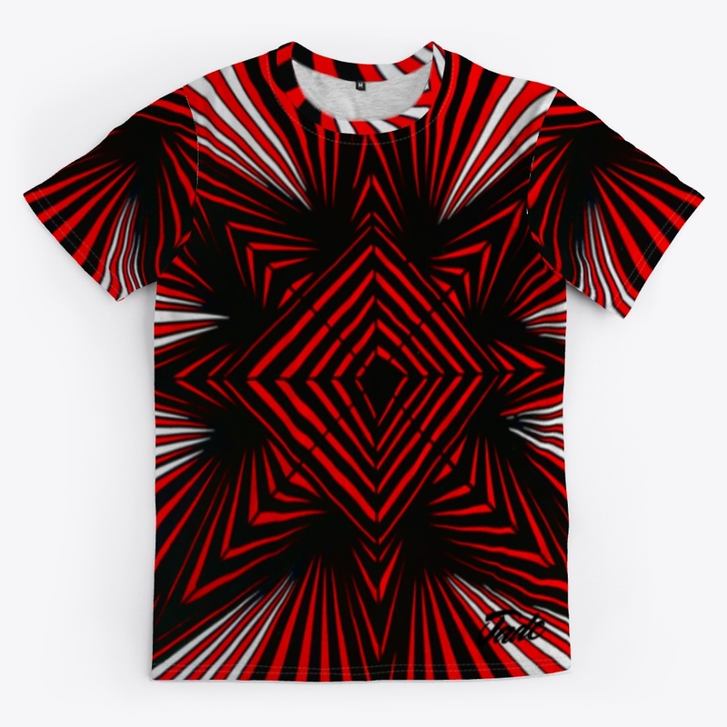 Red and White Rays All-Over Print Tee