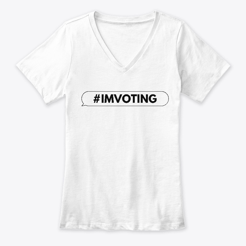 #IMVOTING, white bubble, black text