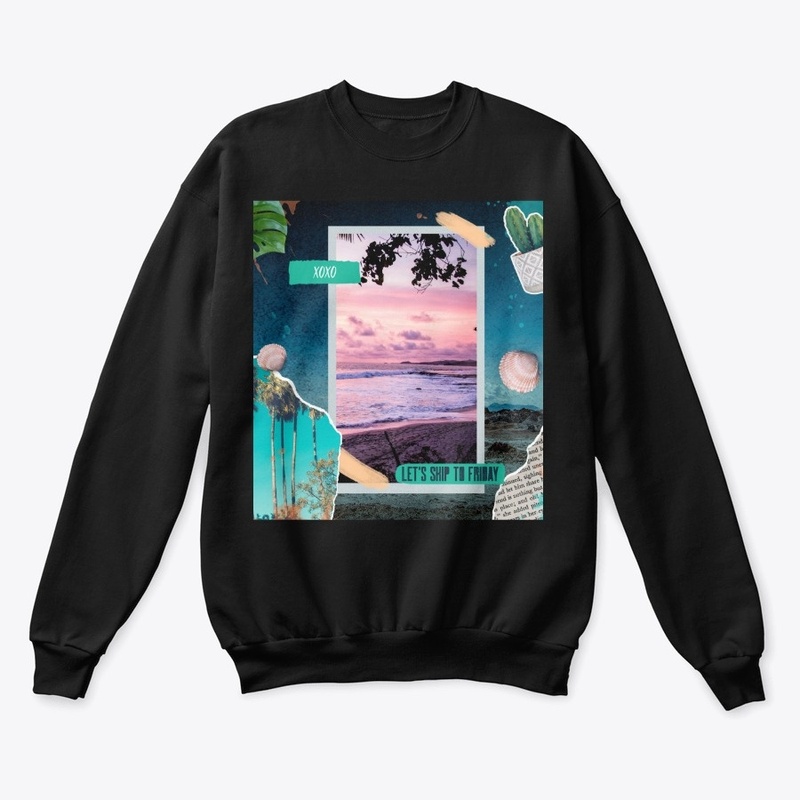 Pink sunset beach design t-shirt and mug