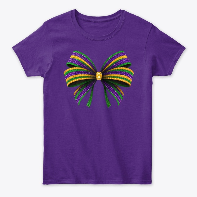 Rhinestones Mardi Gras Bow