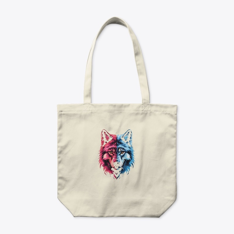 Duality Wolf - Red and Blue Spirit Art