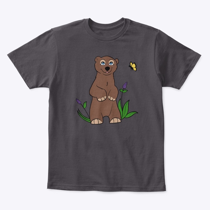Bear cub and butterfly