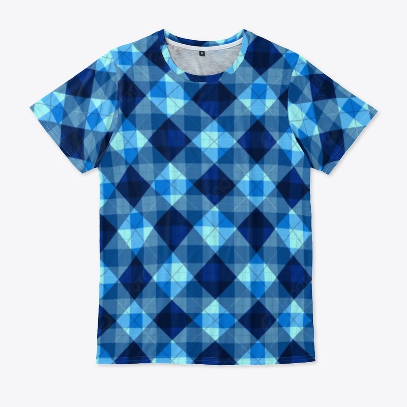 Blue Geometric Checkered Pattern