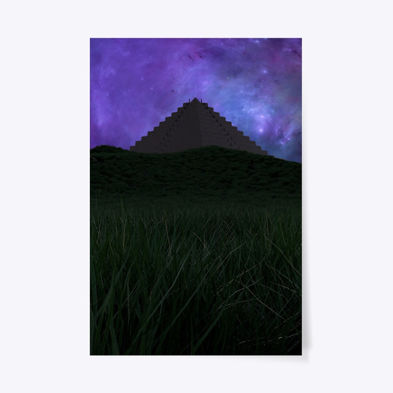 pyramid landscape and cosmos background