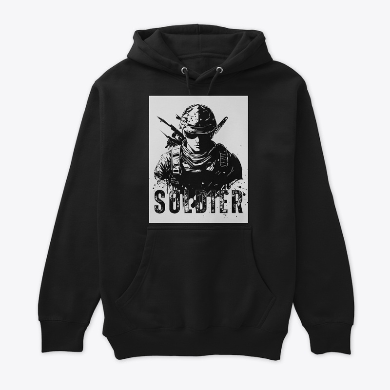 "Bold Black T-Shirt with Vibrant Soldier