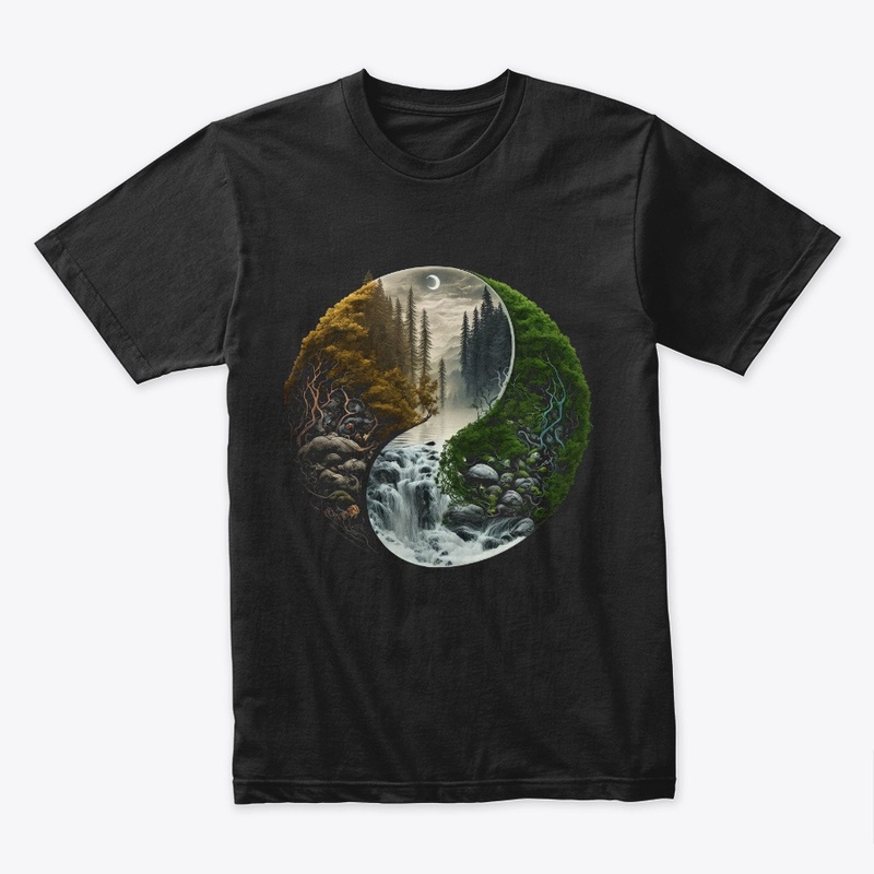  landscape forest waterfall yin yang