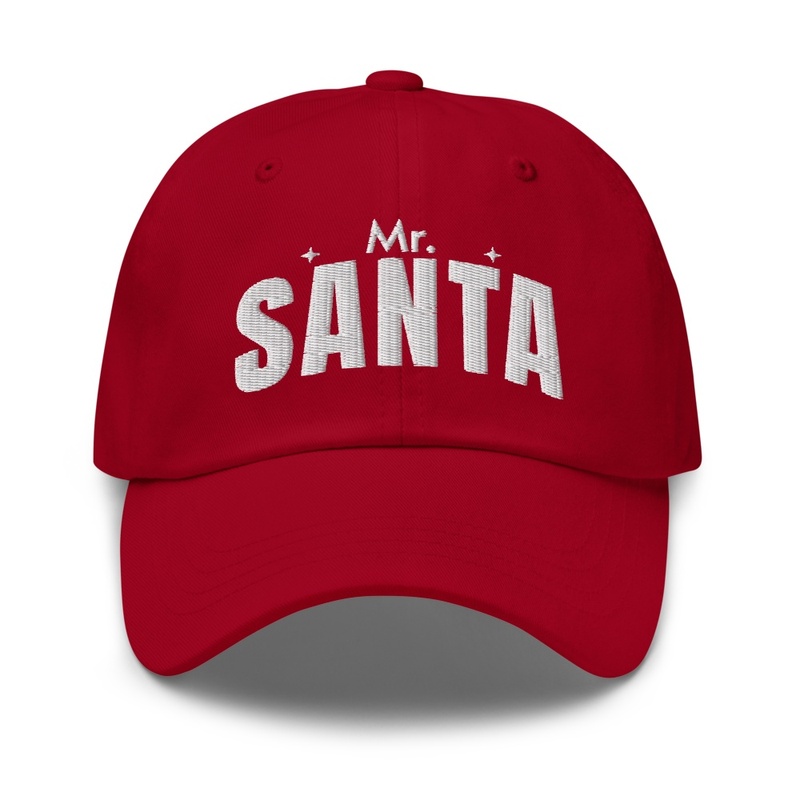 Red Mr. Santa Embroidered Dad Hat