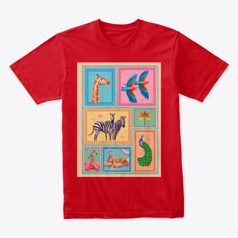 Vibrant Animal Patchwork Graphic Tee