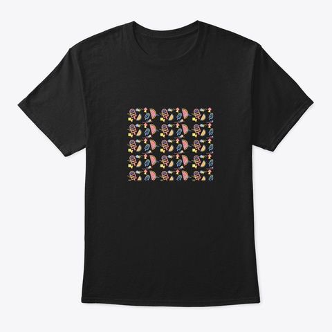 Summer Pattern Black T-Shirt Front