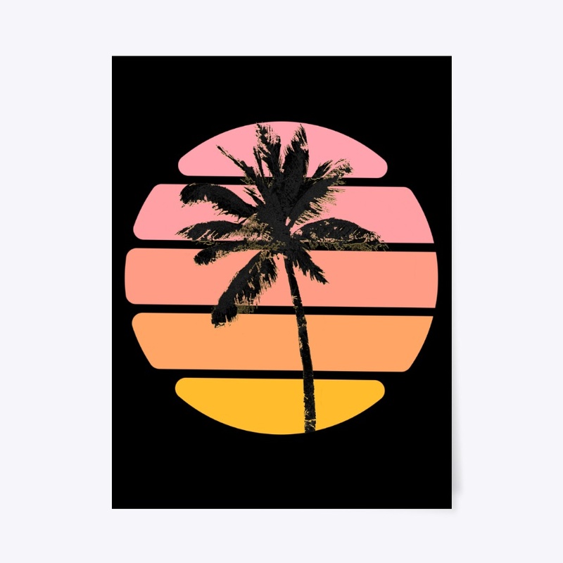 Tropical Palm Tree Black and Pink