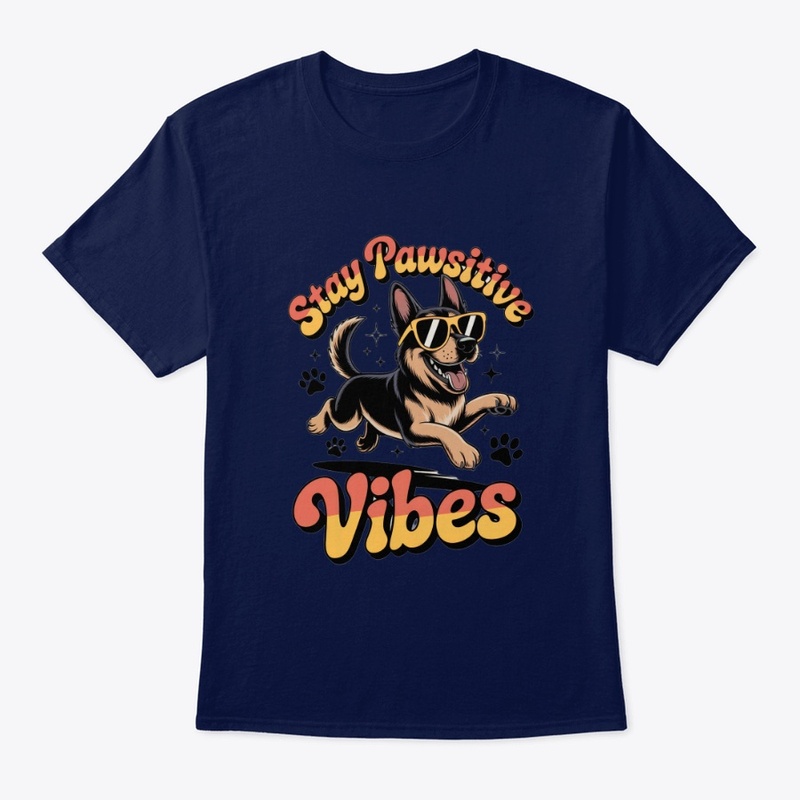 Retro German Shepherd Stay Pawsitive Tee