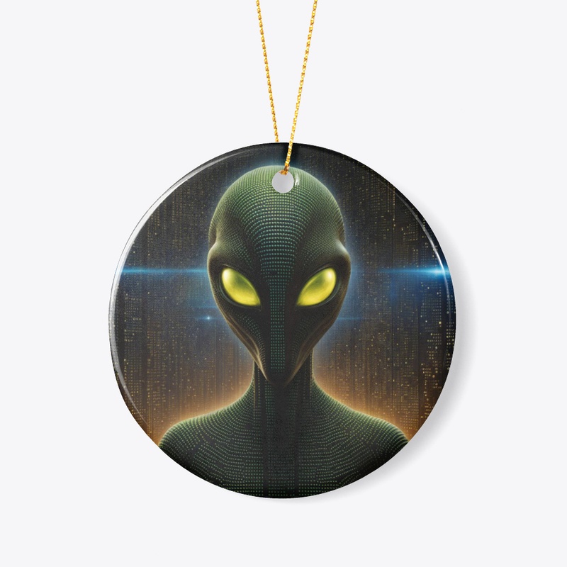 Alien with glowing eyes
