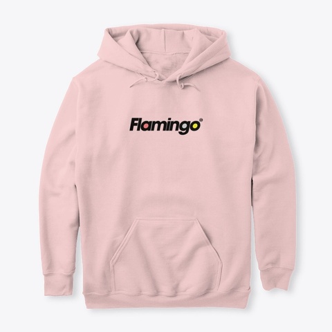 Flamingo Type & Dancing Bird Light Pink T-Shirt Front