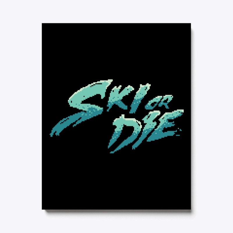Ice Sunset Ski or die Pixel art Logo