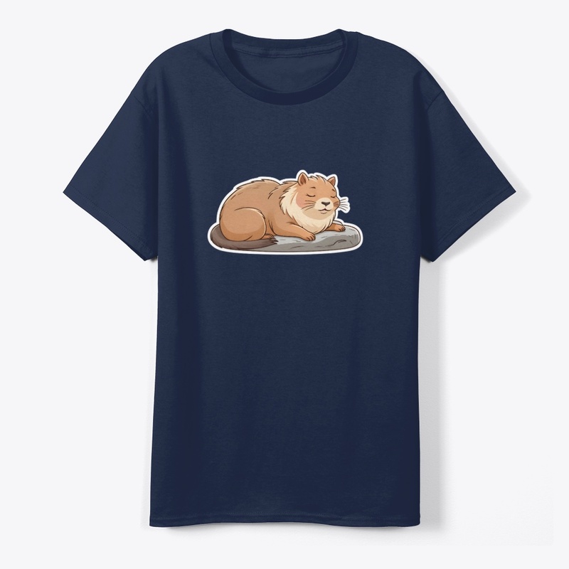 Cute Cat on Capybara Cartoon.