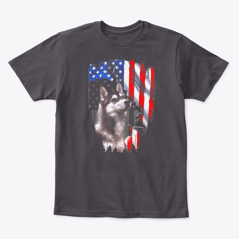 Siberian Husky American Flag Dog