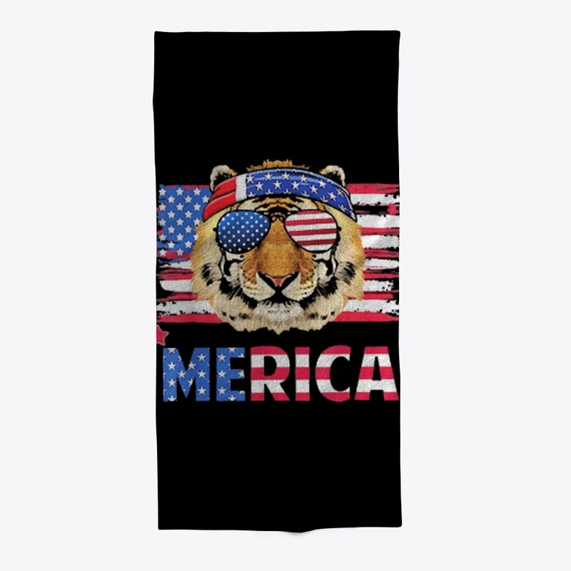 Tiger With Sunglasses American Flag