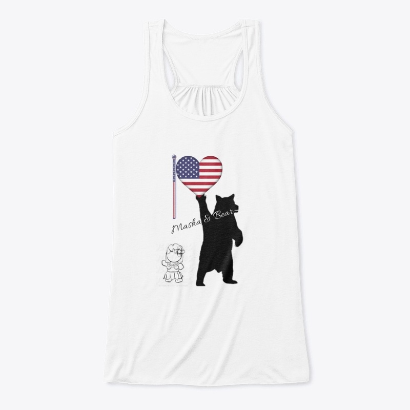 Masha & Bear 4th July American flag Tee