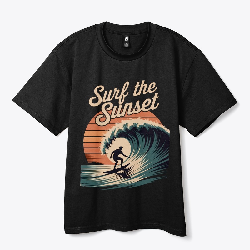  Surf the Sunset graphic tee, surfing
