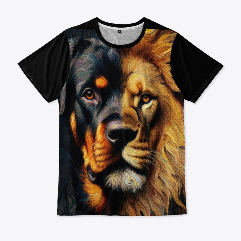A Rottweiler and a Lion