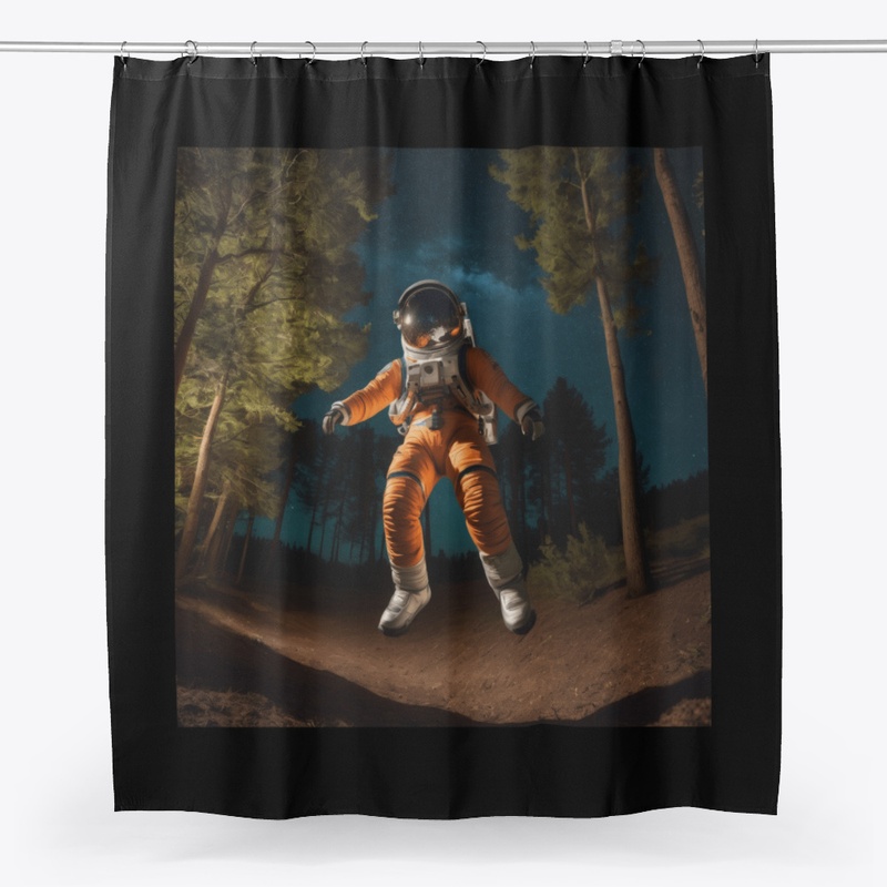 A spaceman leaping in the air