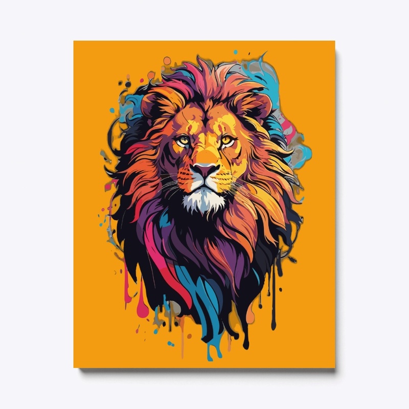 Black Colorful  Lion Logo Design