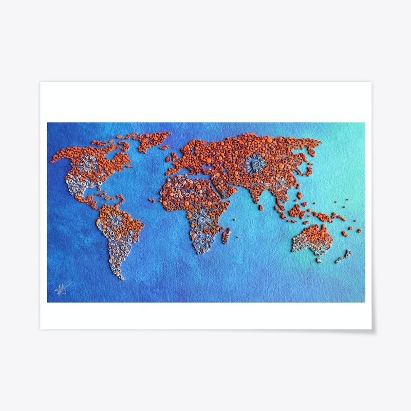 World  Map in Paper quilling design