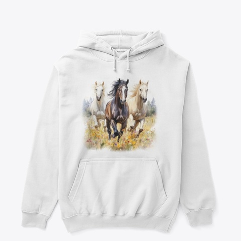 Running Horses 1 White T-Shirt Front