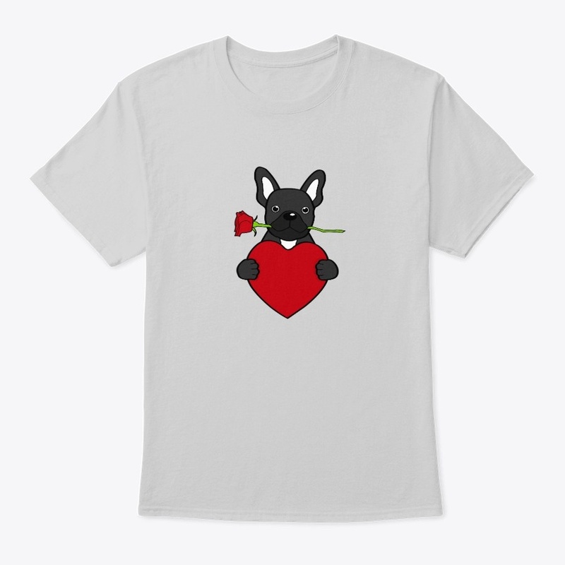 Frenchie Love Heart and Rose