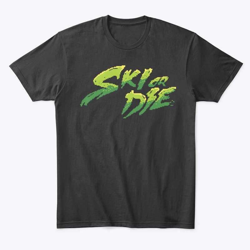 Acid Green Ski or Die Pixel art Logo