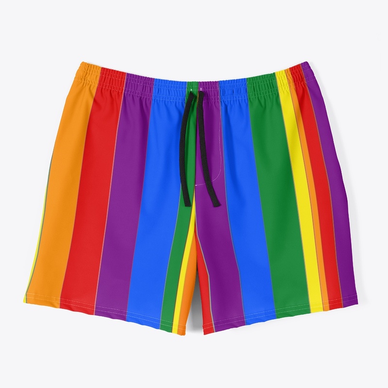 Random Rainbow Stipe Swim Shorts