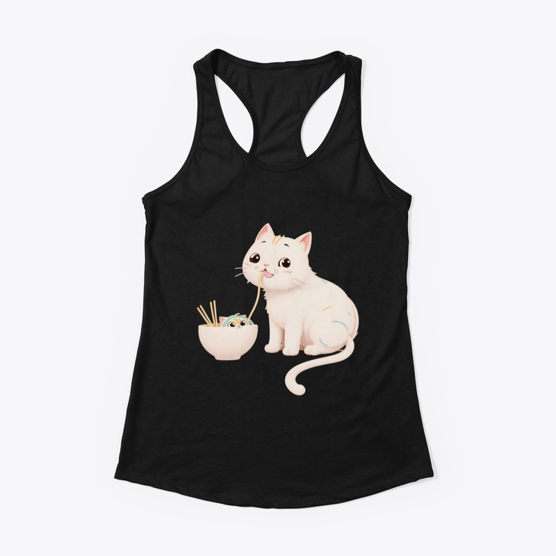 Cute Cat Eating Ramen