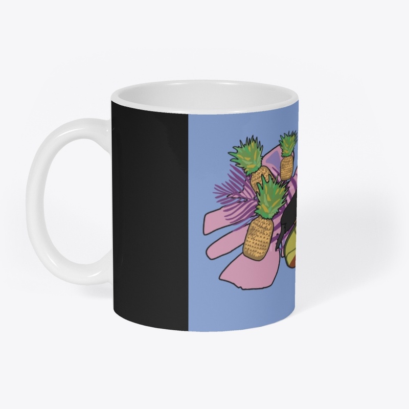 Toucan and Coconut on Blue