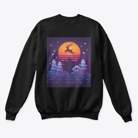 Retro Reindeer By Origin Black Maglietta Front