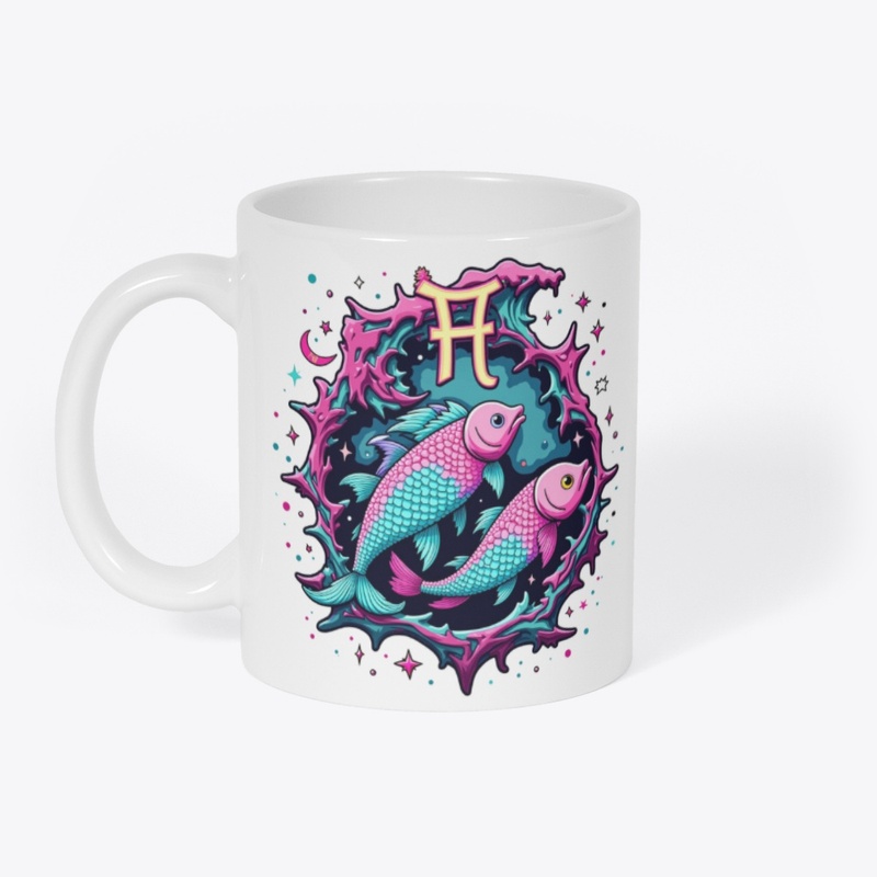 Pisces Zodiac Design - Cosmic Twin Fish