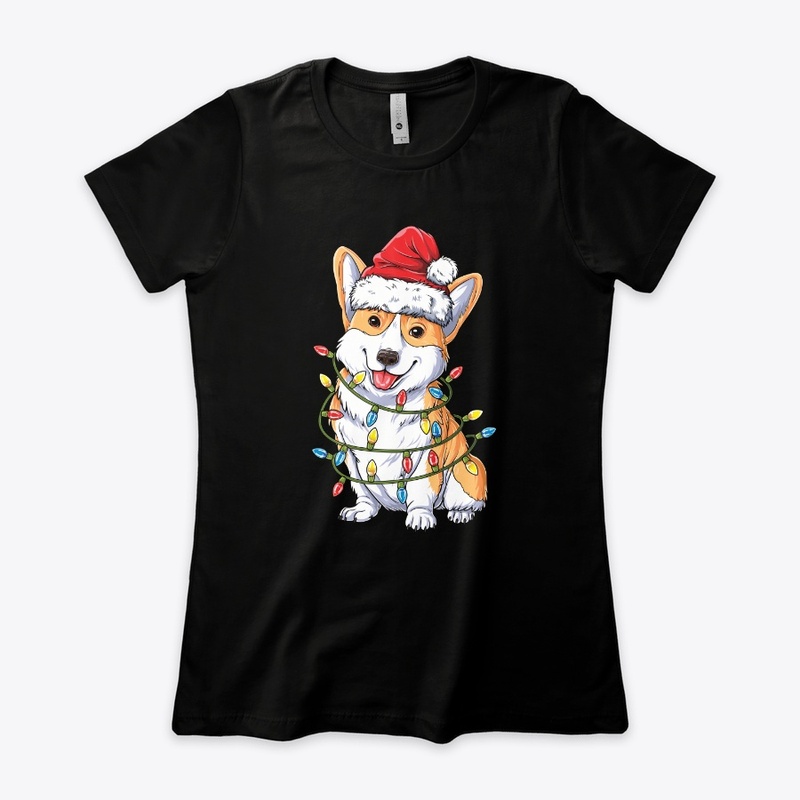 Corgi Santa Hat Xmas Lights Christmas