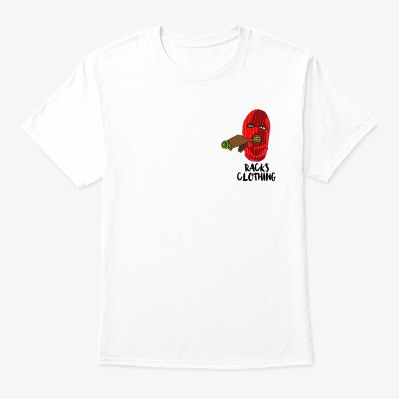 White T-Shirt Ski Mask Logo
