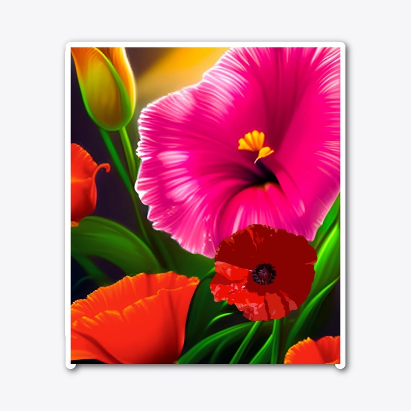 Gladiolus And Poppies