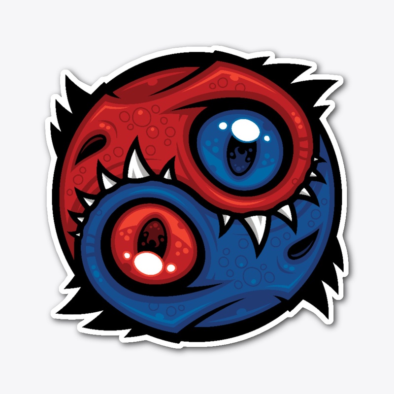 Red and Blue Yin Yang Dragons