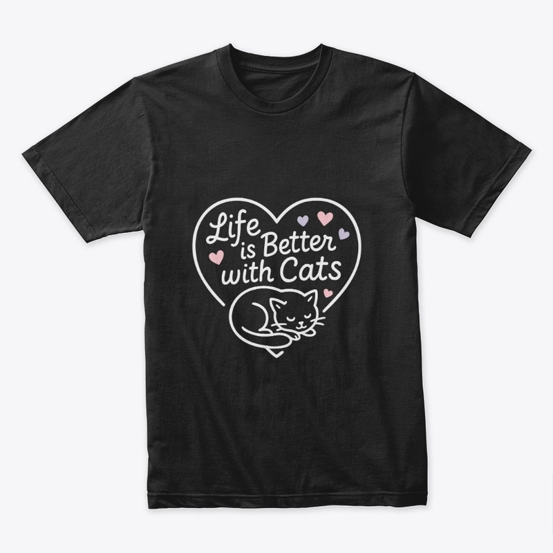 Life Is Better With Cats Line Heart 
