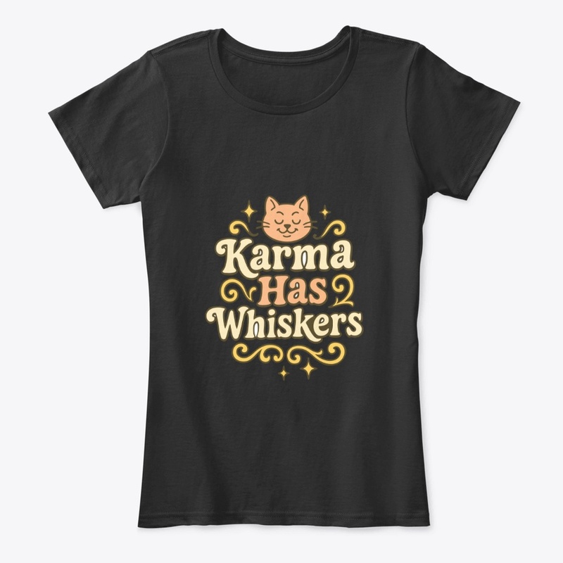 Karma Has Whiskers Retro Cat Tee Gift