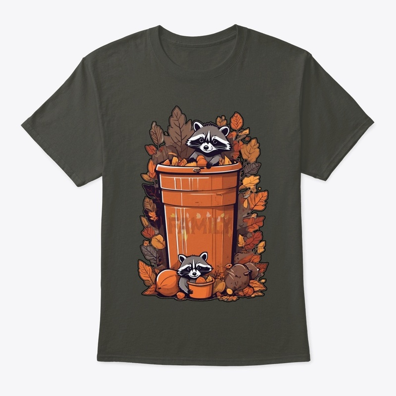 Adorable Raccoon Family - Fall Playtime