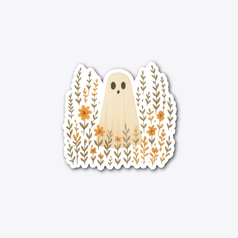 Whimsical Ghost in Wildflower Field
