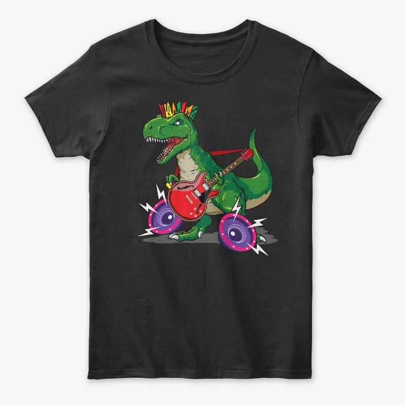 Dinosaur And Electric Guitar Lover Gift